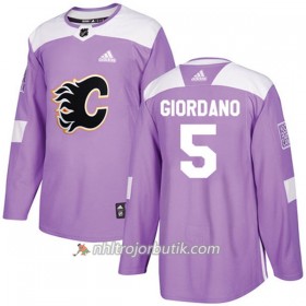 Män Ishockey Calgary Flames Tröja Mark Giordano 5 Adidas 2017-2018 Lila Fights Cancer Practice Authentic